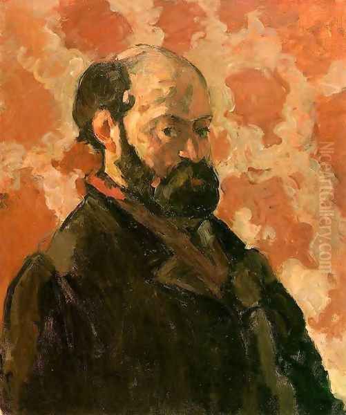 Self Portrait With A Rose Background Oil Painting by Paul Cezanne