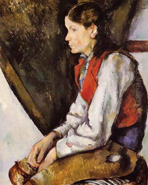 Boy In A Red Vest2 Oil Painting by Paul Cezanne