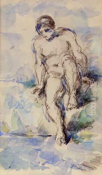 Bather Entering The Water Oil Painting by Paul Cezanne