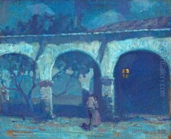 Moonlight In The Mission, San Juan Capistrano Oil Painting by Alson Skinner Clark