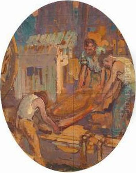 Men At Work Oil Painting by Alson Skinner Clark