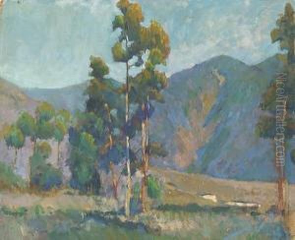 Hills Behind The Sycamores Oil Painting by Alson Skinner Clark