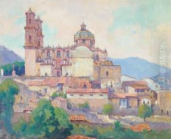 Cathedral On The Hill, Taxco, Mexico Oil Painting by Alson Skinner Clark