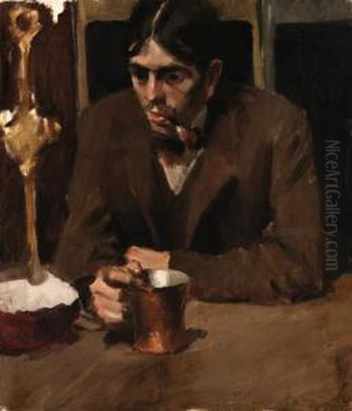 The Brooding Drinker Oil Painting by Alson Skinner Clark