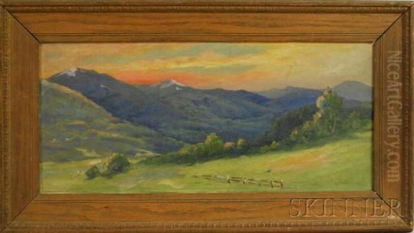 Sunset Along The Mountains In Summer Oil Painting by C. Myron Clark