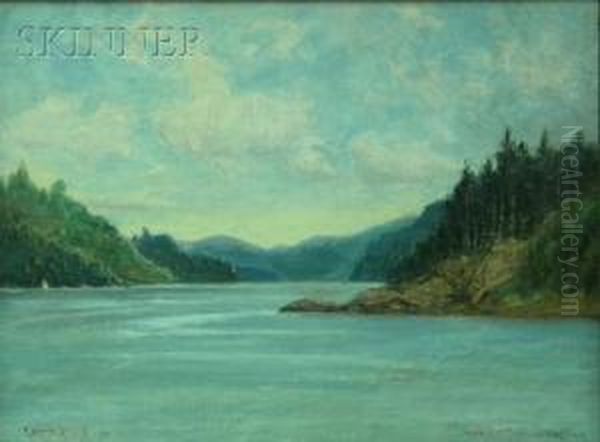 Lake View, Possiblylake Seymour In Vermont Oil Painting by C. Myron Clark