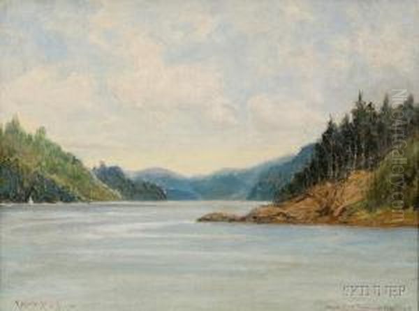 Lake View, Possibly A View Of Lake Seymour, Vermont Oil Painting by C. Myron Clark