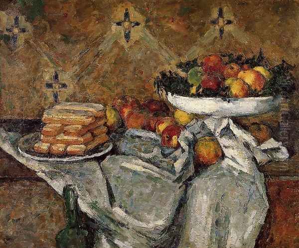 Compotier And Plate Of Biscuits Oil Painting by Paul Cezanne