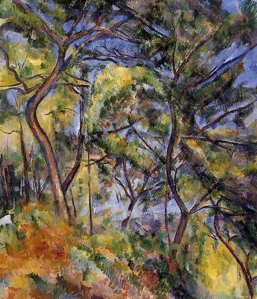 Forest Oil Painting by Paul Cezanne