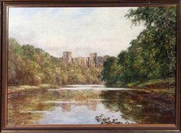 Barnard Castle From The River Oil Painting by Joseph Dixon Clark