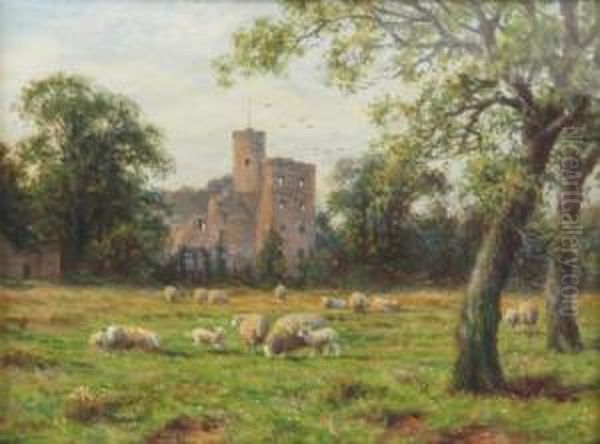 Sheep Grazing Before Ruins Oil Painting by Joseph Dixon Clark