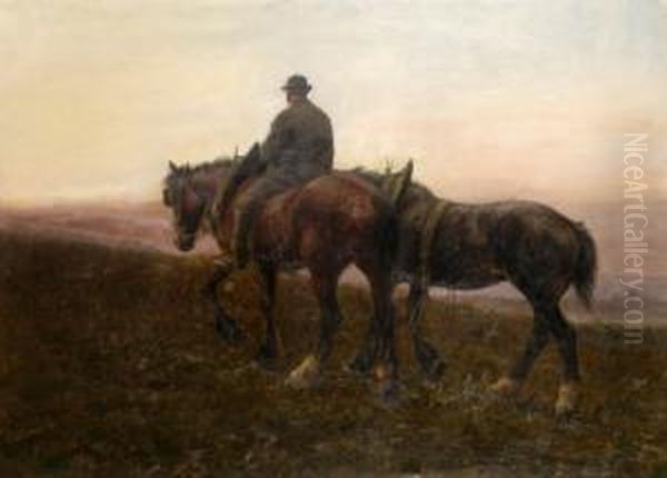 Returning From The Fields Oil Painting by Joseph Dixon Clark