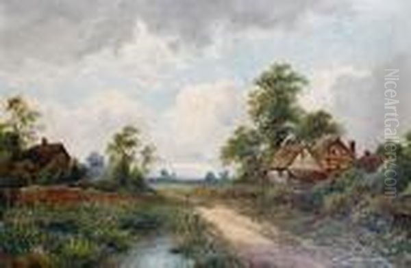 A Country Path Oil Painting by Octavius Thomas Clark