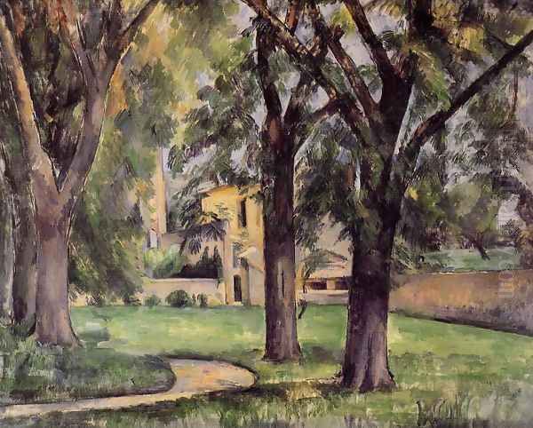 Chestnut Tree And Farm At Jas De Bouffan Oil Painting by Paul Cezanne