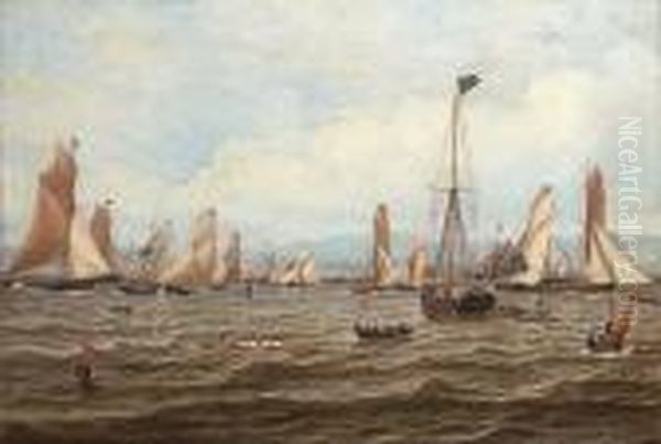 The 1835 Royal Northern Club Regatta Off Greenock Oil Painting by William Clark Of Greenock