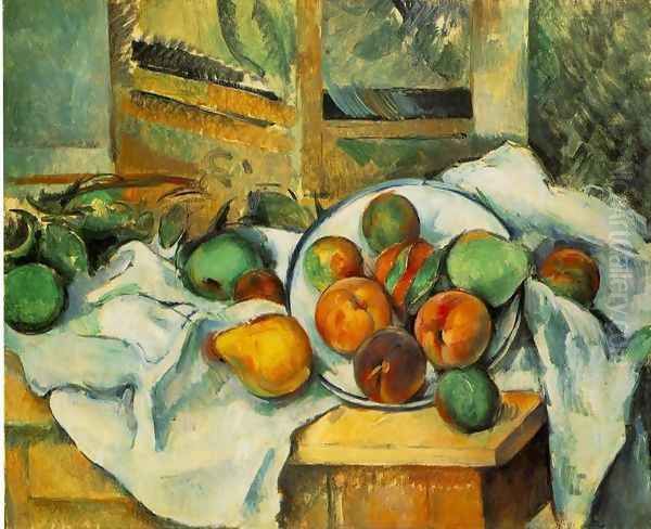 Table Napkin And Fruit Oil Painting by Paul Cezanne