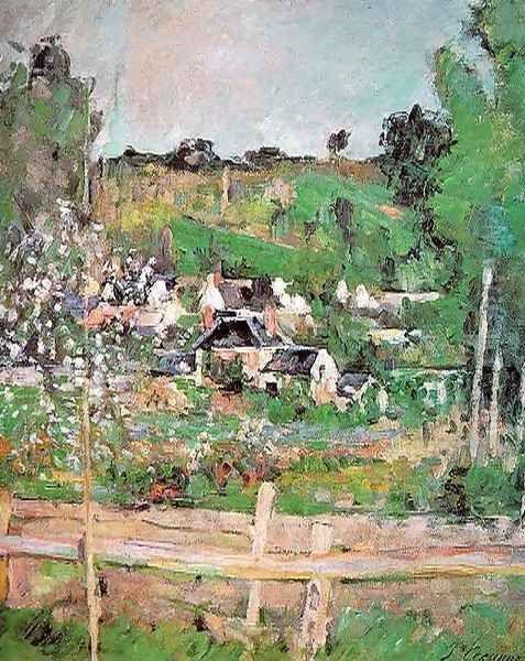 View Of Auvers Sur Oise Aka The Fence Oil Painting by Paul Cezanne