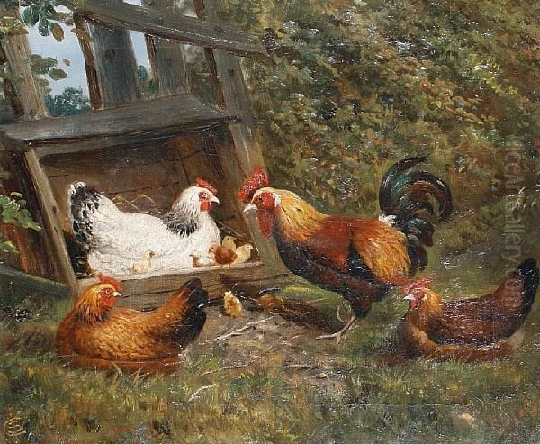 A Happy Family Oil Painting by Joseph Clark