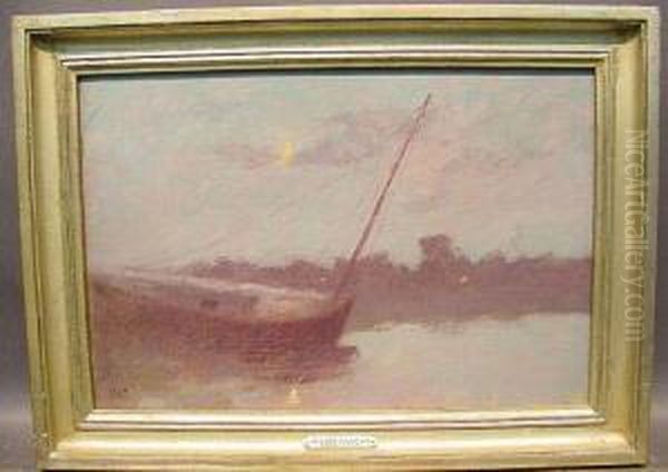 Boat In Moonlight Oil Painting by Walter Clark