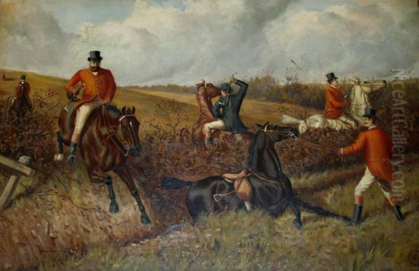 A Difficult Ditch Oil Painting by William Albert Clark