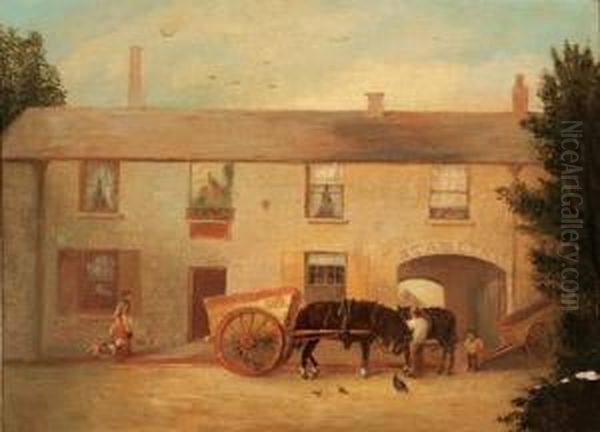 Outside The Stable Oil Painting by William Albert Clark