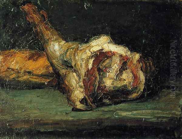 Still Life Bread And Leg Of Lamb Oil Painting by Paul Cezanne