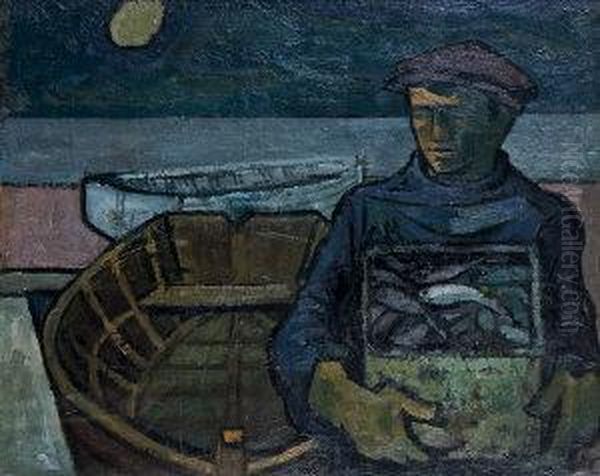 Fisherman Oil Painting by Harry Clarke