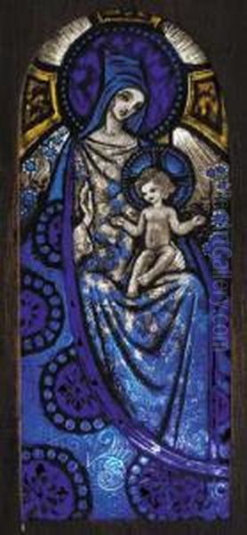 Madonna And Child Oil Painting by Harry Clarke