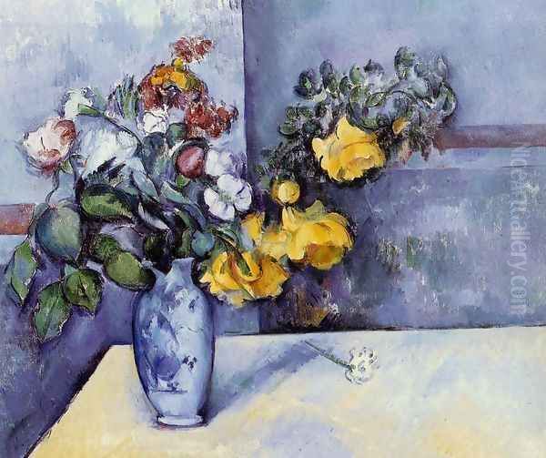 Flowers In A Vase3 Oil Painting by Paul Cezanne