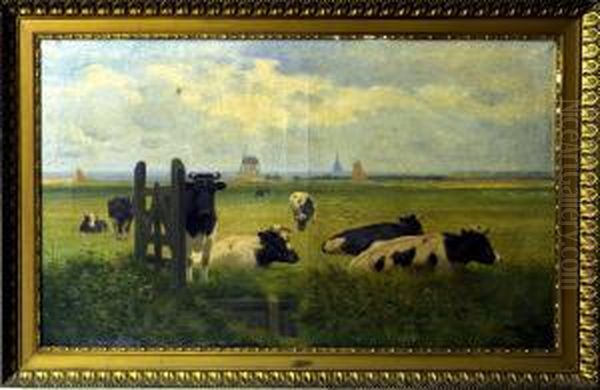 Paturage A Delft Oil Painting by Alexander Clarys