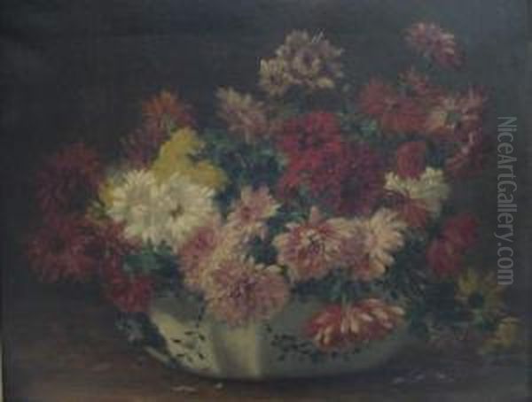 Bouquet De Fleurs Sur Un Entablement Oil Painting by Eugene Claude