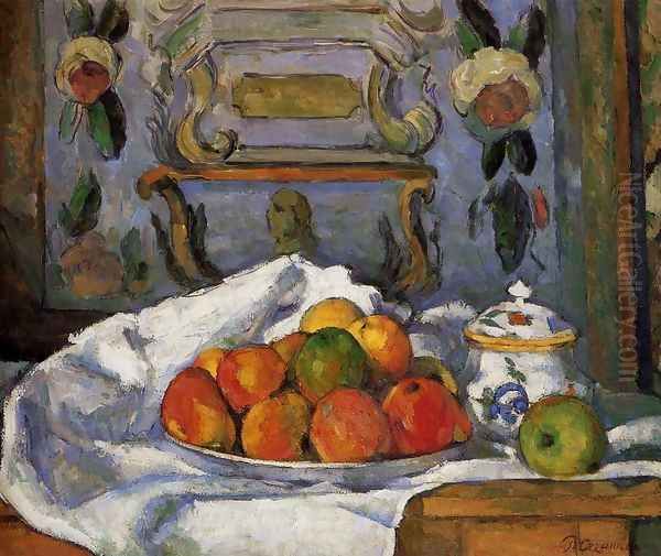 Dish Of Apples Oil Painting by Paul Cezanne