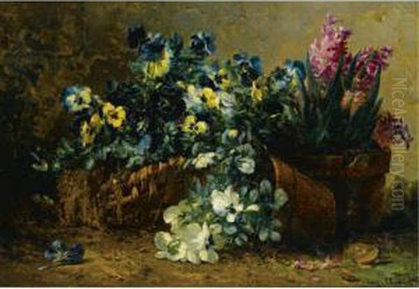 A Still Life With Hyacinths And Violets Oil Painting by Eugene Claude