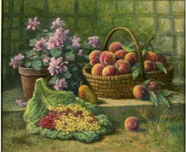 Nature Morte Aux Peches Et Groseilles Oil Painting by Eugene Claude