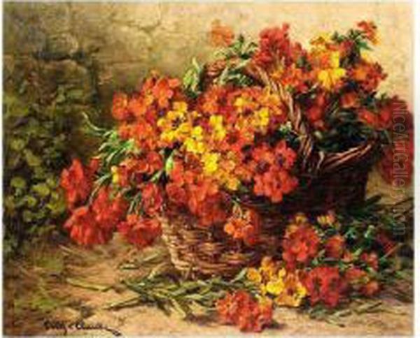 Still Life Of Flowers In A Basket Oil Painting by Eugene Claude