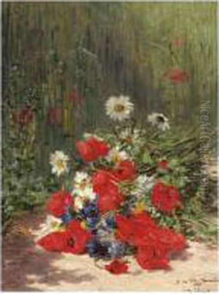 Still Life Of Poppies And Other Wild Flowers Oil Painting by Eugene Claude