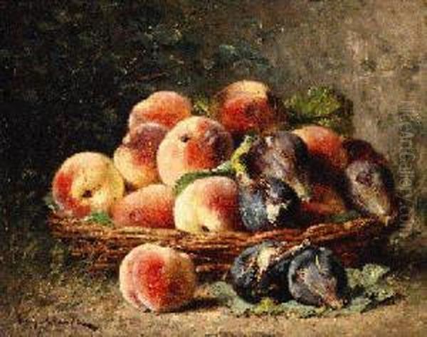 A Basket With Peaches And Figs Oil Painting by Eugene Claude