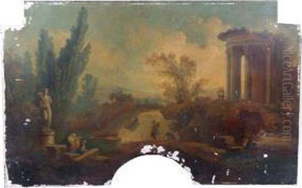 Depicting An Italianate Landscape Oil Painting by Lorraine Claude