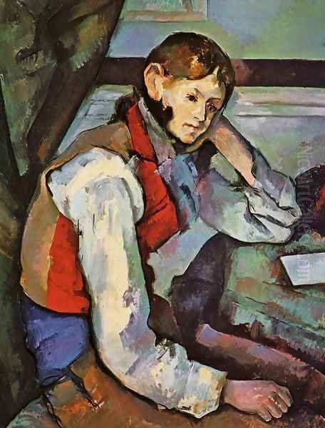 Boy In A Red Vest Oil Painting by Paul Cezanne