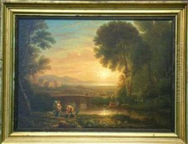 A Landscape With Tobias And The Angel Oil Painting by Lorraine Claude