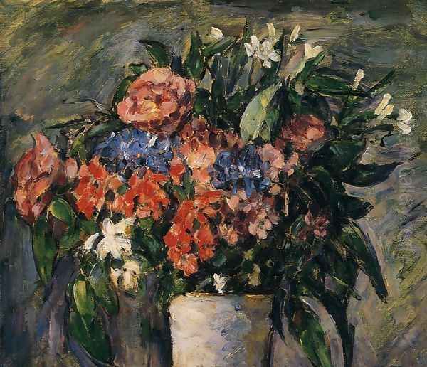 Pot Of Flowers Oil Painting by Paul Cezanne