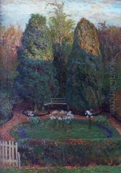 Garten Mit Weisen Lilien Oil Painting by Wilhelm Ludwig H. Claudius