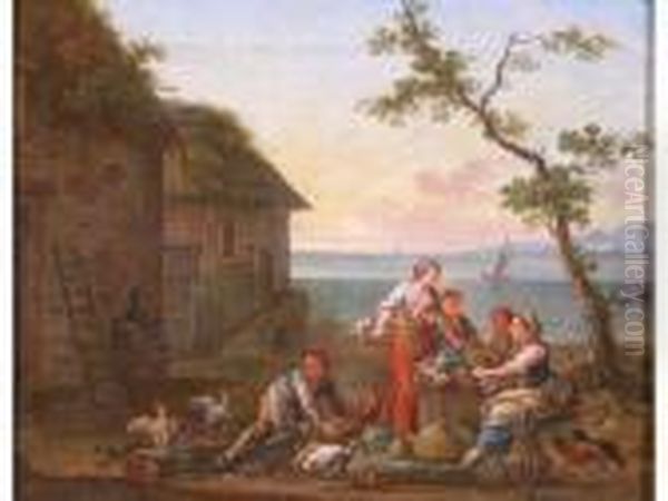 La Marchande De Legumes Oil Painting by Jean-Baptiste Claudot De Nancy