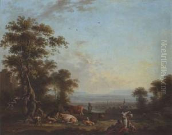 Pastoral Landscape Oil Painting by Jean-Baptiste Claudot De Nancy