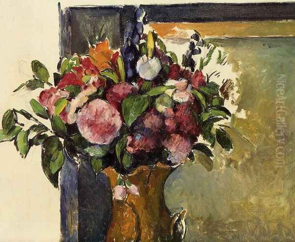 Flowers In A Vase2 Oil Painting by Paul Cezanne