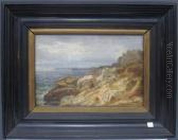 Seascape With Rocky Coast Oil Painting by Johan Christian Clausen Dahl