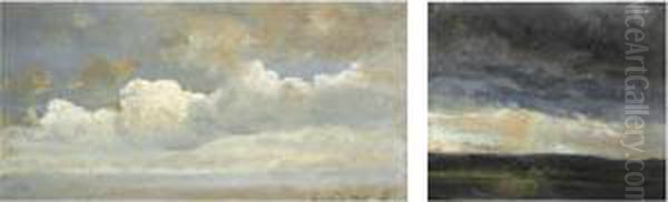 I) Skystudie (cloud Study) Oil Painting by Johan Christian Clausen Dahl