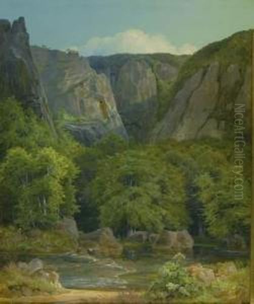 Ansicht In Der Sachsischen Schweiz. Oil Painting by Johan Christian Clausen Dahl