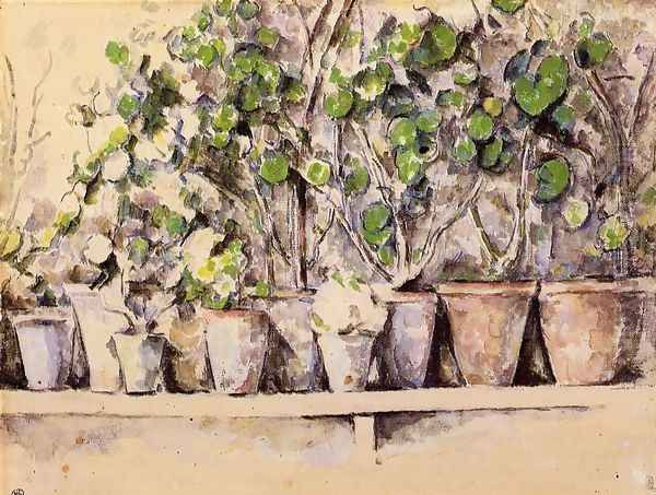 Flowerpots Oil Painting by Paul Cezanne