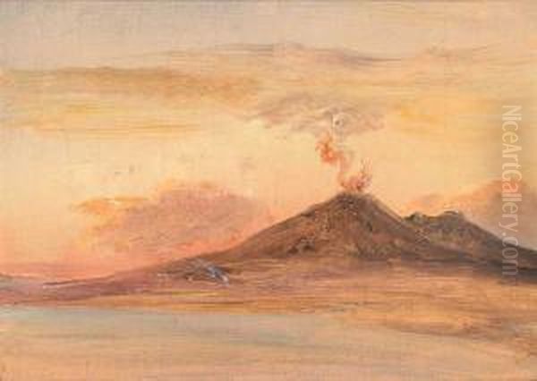 Napoli Gulfen Med Vesuvius Oil Painting by Johan Christian Clausen Dahl